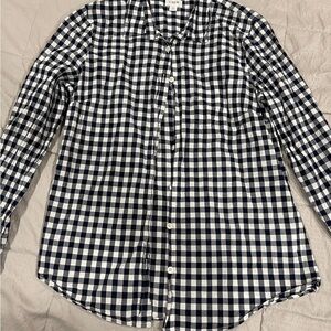 J. Crew Navy and White Gingham Shirt